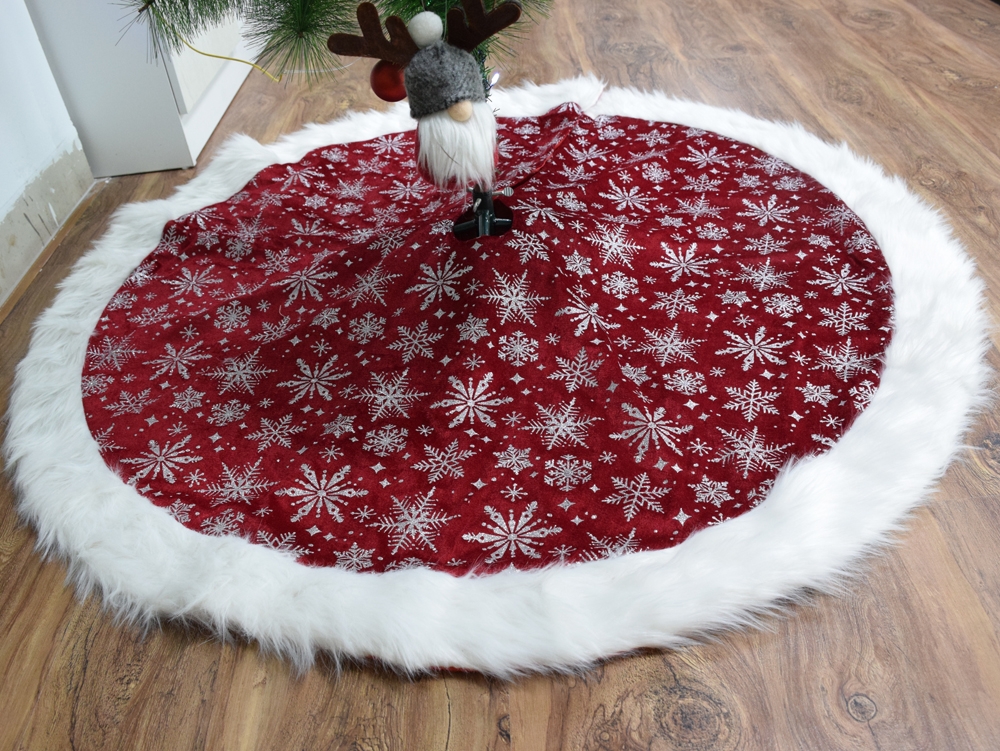 120*120Cm Red/White Christmas Snowflake Tree Skirt Decoration-GOON- Home Decoration, Christmas Decoration, Halloween Decor, Harvest Decor, Easter Decor, Thanksgiving Day Decor, Party Decor