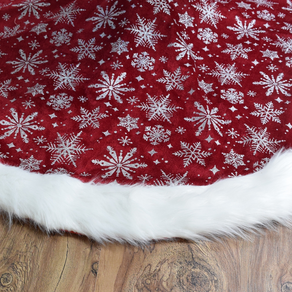 120*120Cm Red/White Christmas Snowflake Tree Skirt Decoration-GOON- Home Decoration, Christmas Decoration, Halloween Decor, Harvest Decor, Easter Decor, Thanksgiving Day Decor, Party Decor