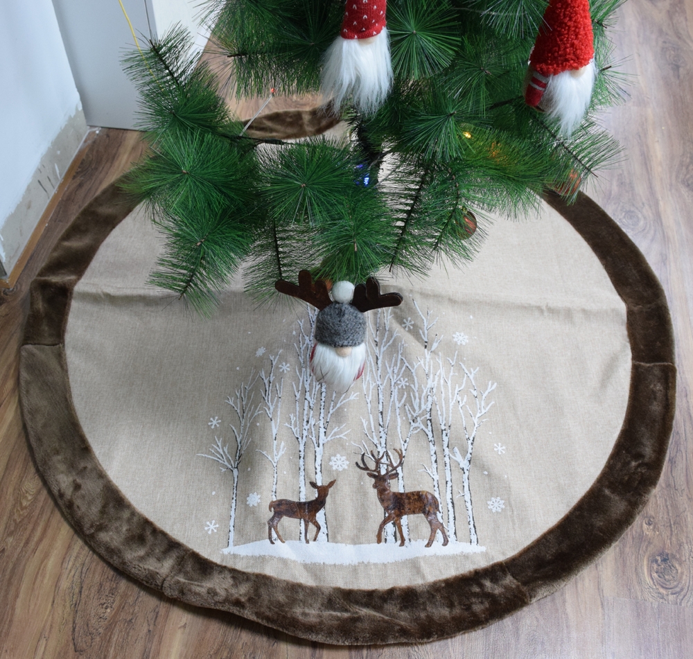 120*120Cm Brown/White Christmas Reindeer Tree Skirt Decoration-GOON- Home Decoration, Christmas Decoration, Halloween Decor, Harvest Decor, Easter Decor, Thanksgiving Day Decor, Party Decor