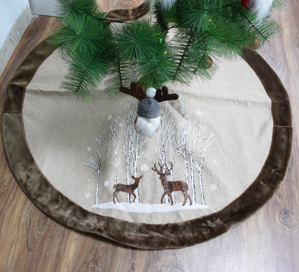 120*120Cm Brown/White Christmas Reindeer Tree Skirt Decoration-GOON- Home Decoration, Christmas Decoration, Halloween Decor, Harvest Decor, Easter Decor, Thanksgiving Day Decor, Party Decor