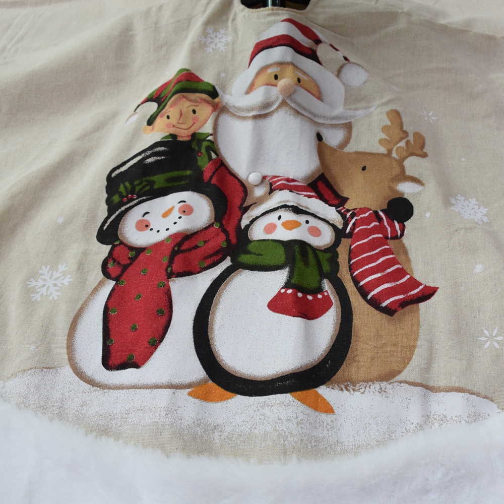 120*120Cm Gold/White Christmas Santa Snowman Reindeer Tree Skirt Decoration-GOON- Home Decoration, Christmas Decoration, Halloween Decor, Harvest Decor, Easter Decor, Thanksgiving Day Decor, Party Decor