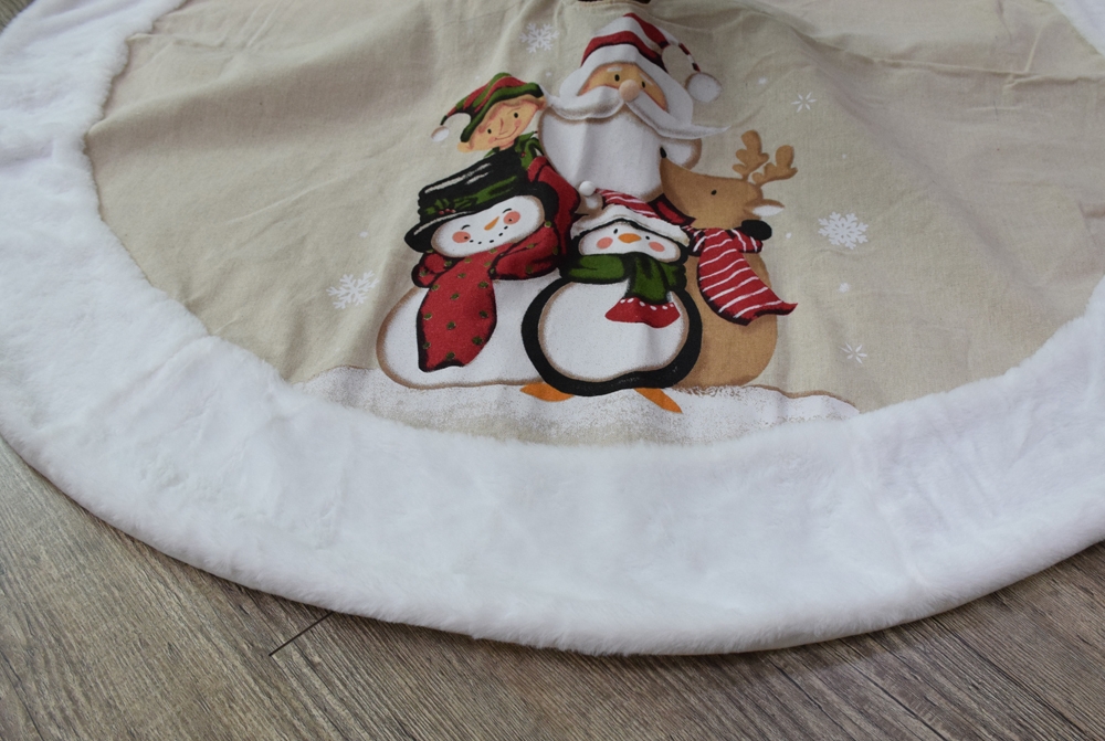 120*120Cm Gold/White Christmas Santa Snowman Reindeer Tree Skirt Decoration-GOON- Home Decoration, Christmas Decoration, Halloween Decor, Harvest Decor, Easter Decor, Thanksgiving Day Decor, Party Decor