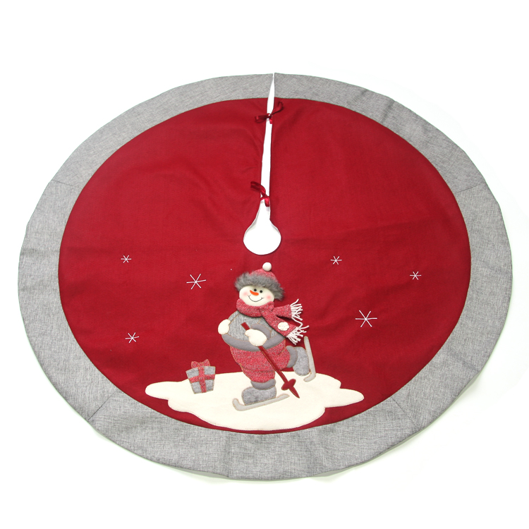122Cm Dia Christmas Tree Fabric Skirt With Snowman Pattern-GOON- Home Decoration, Christmas Decoration, Halloween Decor, Harvest Decor, Easter Decor, Thanksgiving Day Decor, Party Decor