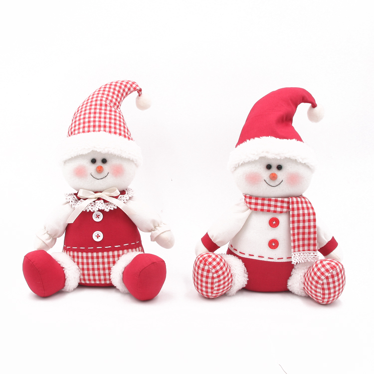 30cmH*20cmW*13cmD Sitting Snowman Christmas Fabric Plush Toy 2 Design Assorted-GOON- Christmas Decoration, Halloween Decor, Harvest Decor, Easter Decor, Thanksgiving Day Decor, Party Decor