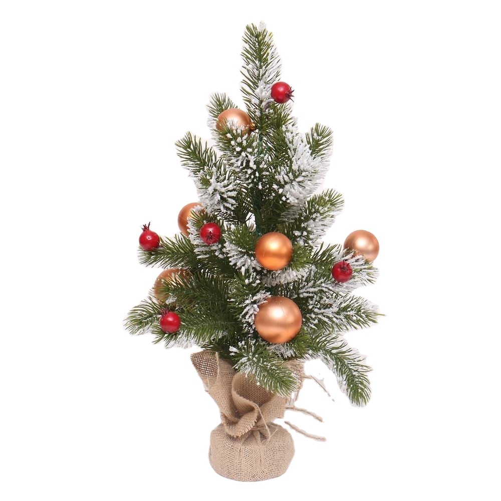 35Cm Red/Natural Mini Artificial Christmas Table Tree Decoration-GOON- Home Decoration, Christmas Decoration, Halloween Decor, Harvest Decor, Easter Decor, Thanksgiving Day Decor, Party Decor