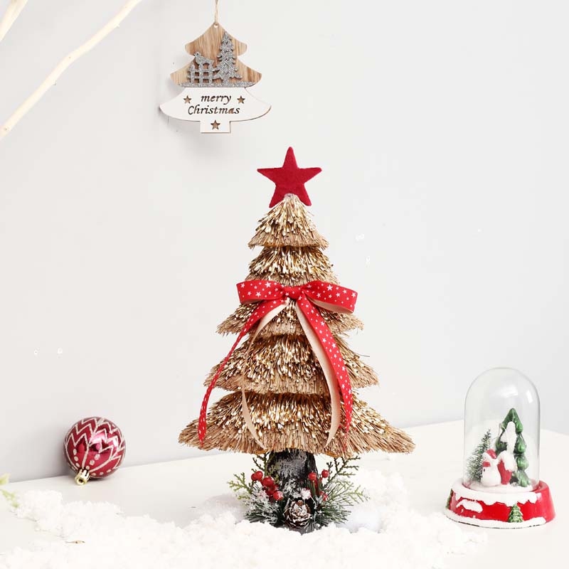 25*11*42Cm Red/Brown Artificial Christmas Table Tree-GOON- Home Decoration, Christmas Decoration, Halloween Decor, Harvest Decor, Easter Decor, Thanksgiving Day Decor, Party Decor