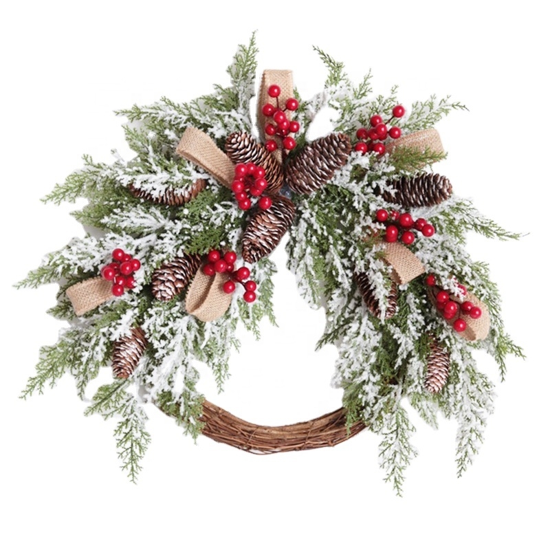 50Cm Red/Natural Artificial Christmas Wreath Decoration With Berry Ornaments Decorations-GOON- Home Decoration, Christmas Decoration, Halloween Decor, Harvest Decor, Easter Decor, Thanksgiving Day Decor, Party Decor