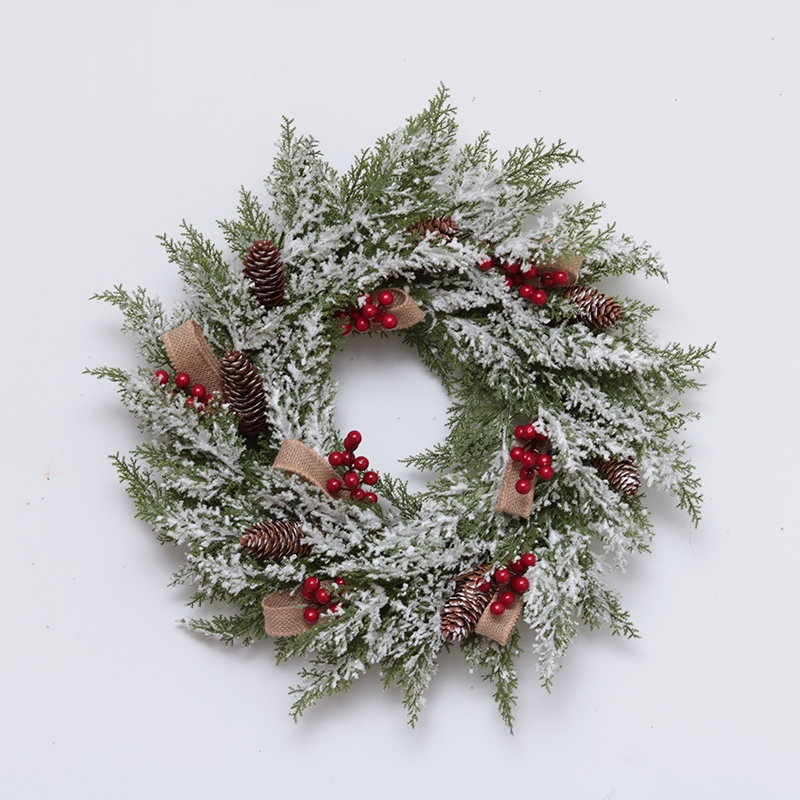 40Cm Red/Natural Christmas Wreath With Berry Ornaments Decoration-GOON- Home Decoration, Christmas Decoration, Halloween Decor, Harvest Decor, Easter Decor, Thanksgiving Day Decor, Party Decor