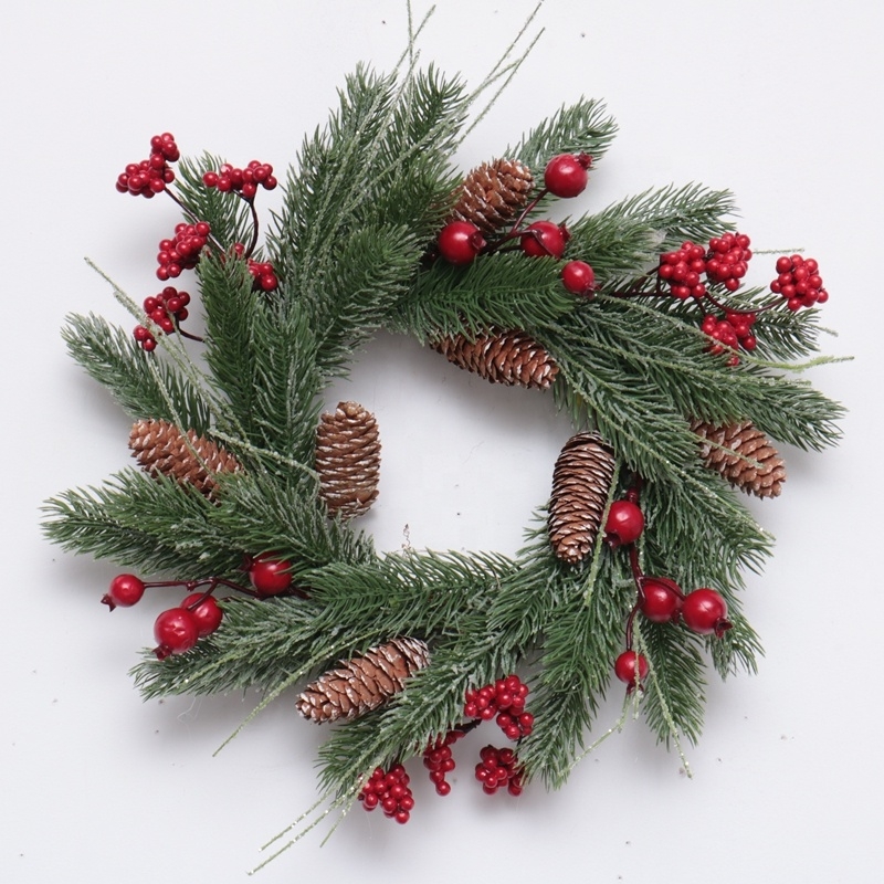 45Cm Red/Natural Artificial Christmas Wreath With Berry And Pine cone Decoration-GOON- Home Decoration, Christmas Decoration, Halloween Decor, Harvest Decor, Easter Decor, Thanksgiving Day Decor, Party Decor