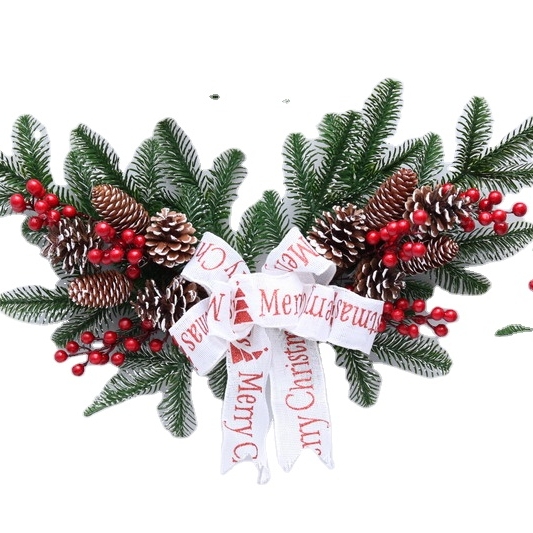 40Cm Red/Natural Pe Artificial Christmas Wreath With Ornaments Home Decoration-GOON- Home Decoration, Christmas Decoration, Halloween Decor, Harvest Decor, Easter Decor, Thanksgiving Day Decor, Party Decor