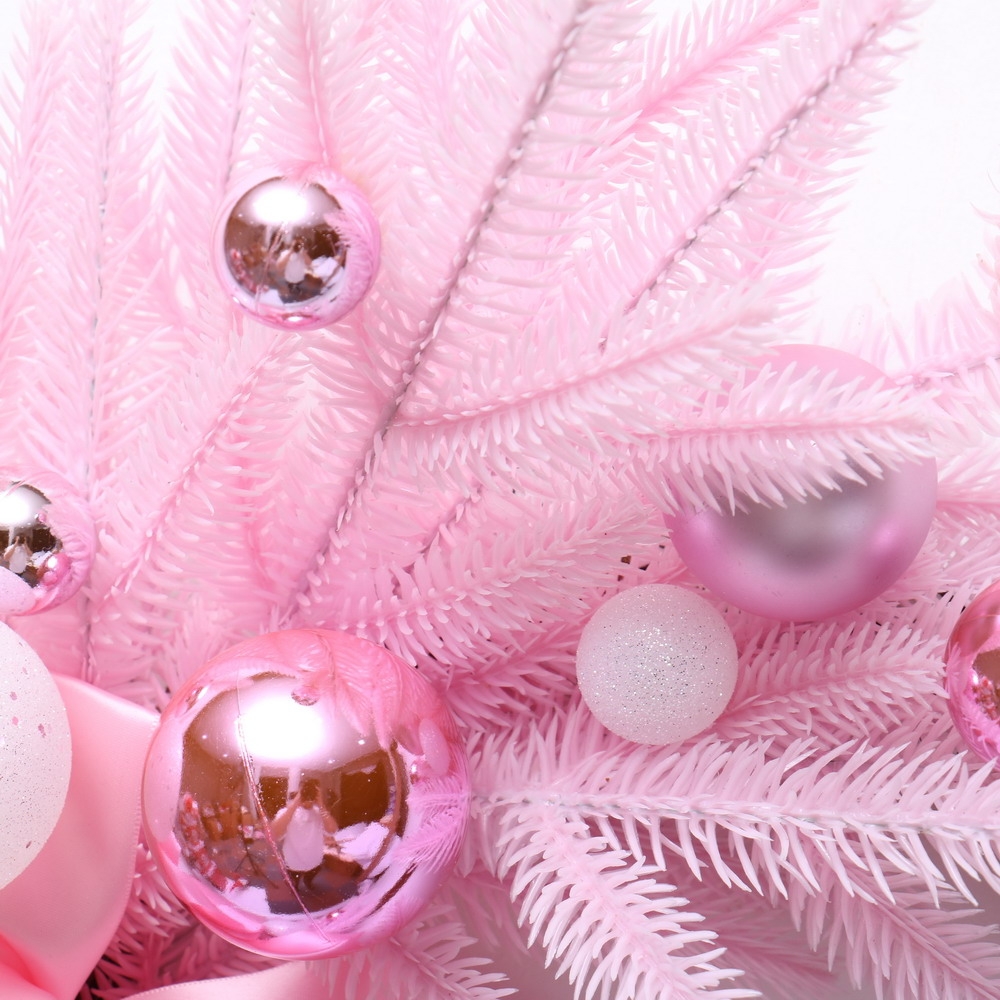 45Cm Pink Christmas Wreath With Ball Decoration-GOON- Home Decoration, Christmas Decoration, Halloween Decor, Harvest Decor, Easter Decor, Thanksgiving Day Decor, Party Decor