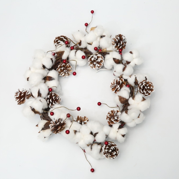 32*9Cm Red/White Christmas Wreath With Pine cone And Berries Decoration-GOON- Home Decoration, Christmas Decoration, Halloween Decor, Harvest Decor, Easter Decor, Thanksgiving Day Decor, Party Decor