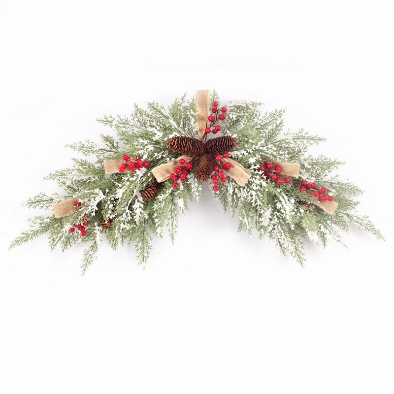 50Cm Red/White/Natural Christmas Wreath With Pine cone/Bows/Red Berries Decoration-GOON- Home Decoration, Christmas Decoration, Halloween Decor, Harvest Decor, Easter Decor, Thanksgiving Day Decor, Party Decor