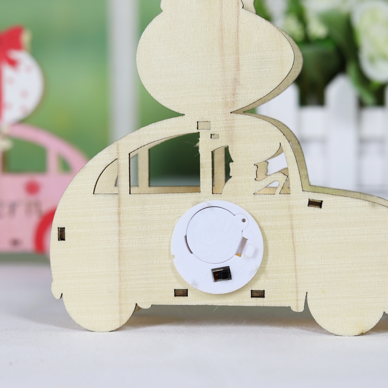 15*4*14CmPink/Yellow/Green/White Wooden Easter Car With Egg Topper Driver Led Light-GOON- Home Decoration, Christmas Decoration, Halloween Decor, Harvest Decor, Easter Decor, Thanksgiving Day Decor, Party Decor