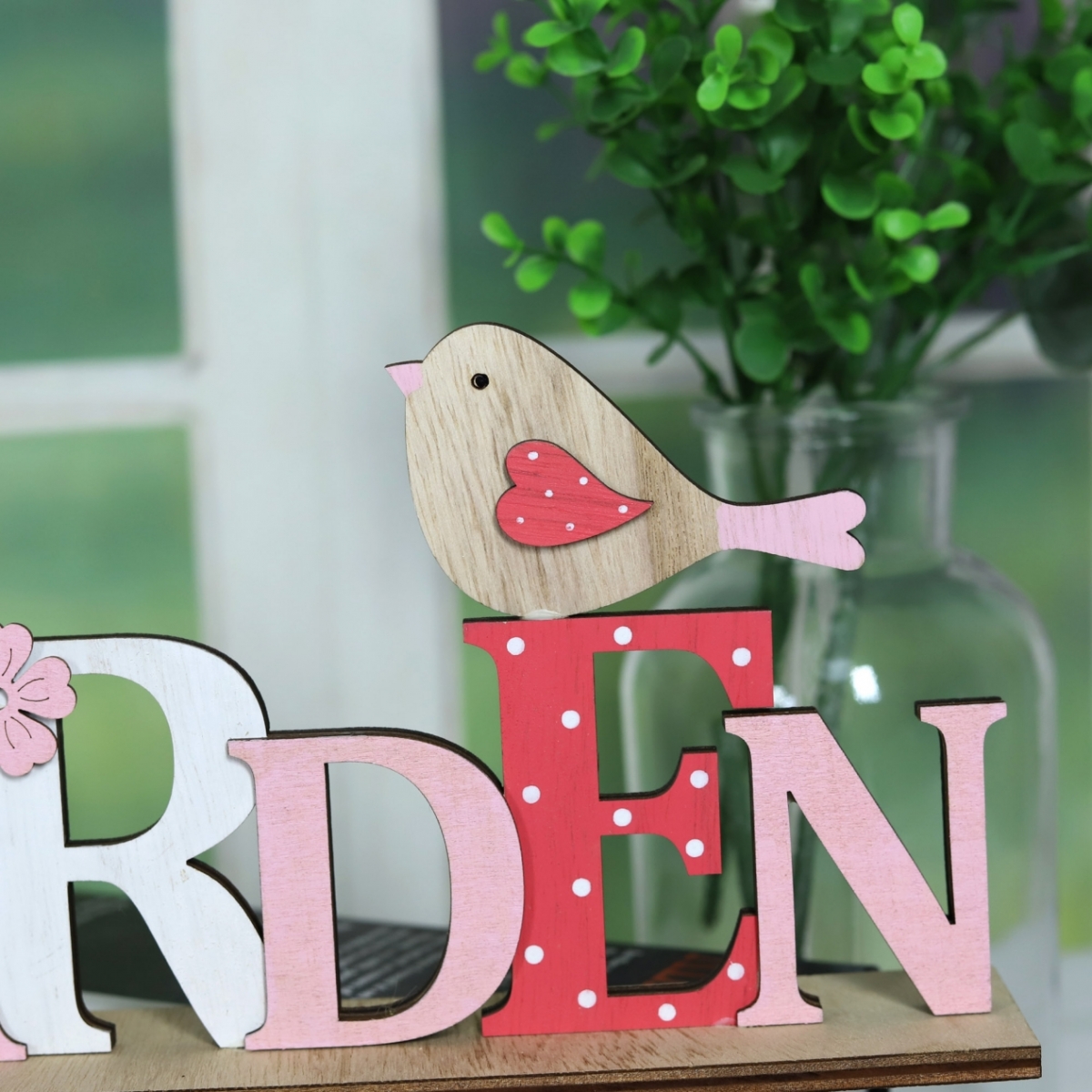 30*5.5*15Cm Green/Natural Spring Wooden Craft Easter Words With Bird-GOON- Home Decoration, Christmas Decoration, Halloween Decor, Harvest Decor, Easter Decor, Thanksgiving Day Decor, Party Decor