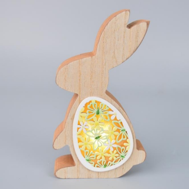16.5*9.5*3Cm Wooden Easter Rabbit With Led Light-GOON- Home Decoration, Christmas Decoration, Halloween Decor, Harvest Decor, Easter Decor, Thanksgiving Day Decor, Party Decor