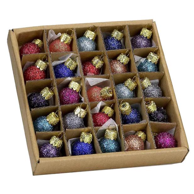 2.5CM Colorful Glitter Glass Ball Set Of 25pcs-GOON- Christmas Decoration, Halloween Decor, Harvest Decor, Easter Decor, Thanksgiving Day Decor, Party Decor
