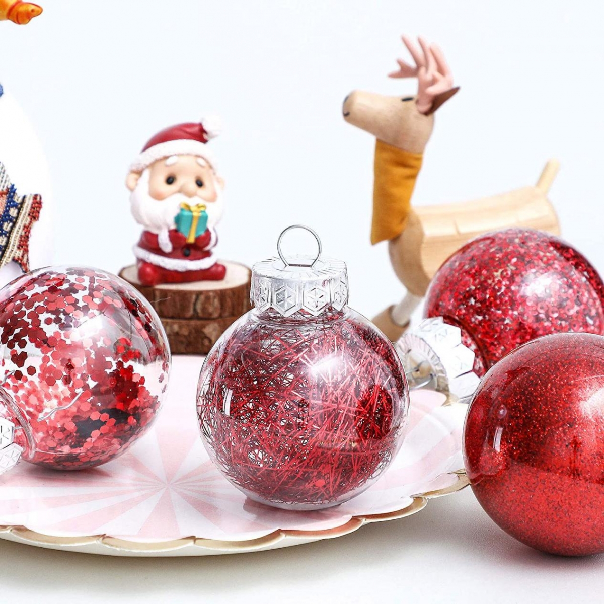 6CM Set of 30pcs Assorted Hanging Christmas Glass Ball with Stuffed Delicate Decor-GOON- Home Decoration, Christmas Decoration, Halloween Decor, Harvest Decor, Easter Decor, Thanksgiving Day Decor, Party Decor