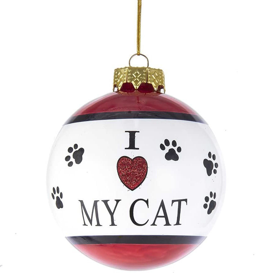 8CM I Love My Cat- hanging Glass Printed Ball-GOON- Home Decoration, Christmas Decoration, Halloween Decor, Harvest Decor, Easter Decor, Thanksgiving Day Decor, Party Decor