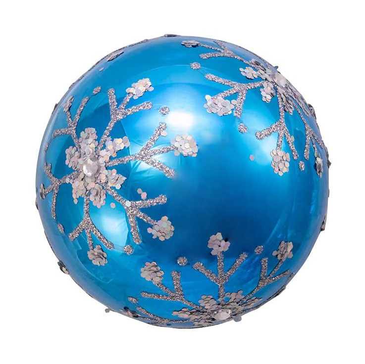 8CM Blue And Silver Glitter Snowflake Hanging Glass Ball-GOON- Home Decoration, Christmas Decoration, Halloween Decor, Harvest Decor, Easter Decor, Thanksgiving Day Decor, Party Decor