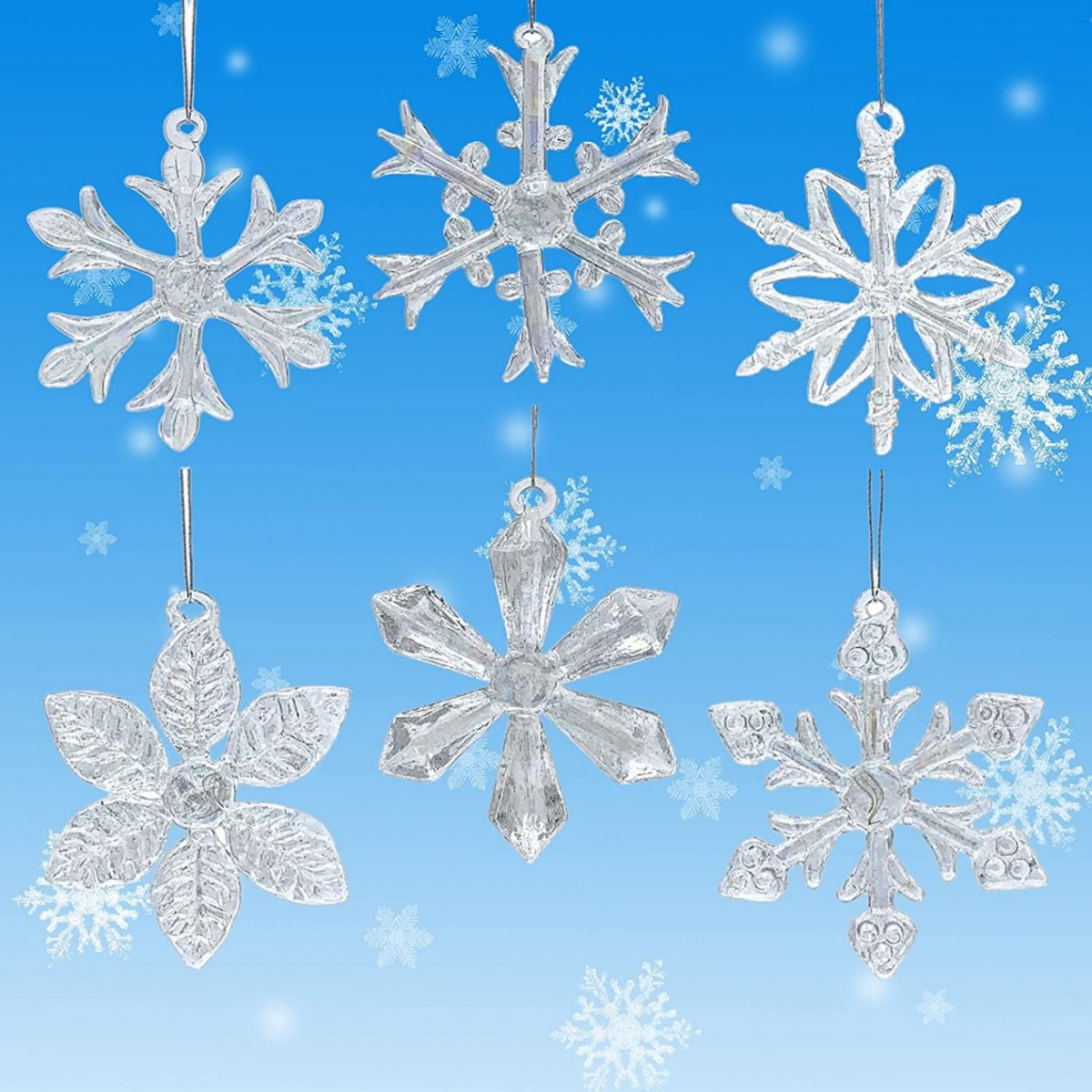 6CM Snowflake Hanging Christmas Tree Glass Ornaments-GOON- Home Decoration, Christmas Decoration, Halloween Decor, Harvest Decor, Easter Decor, Thanksgiving Day Decor, Party Decor