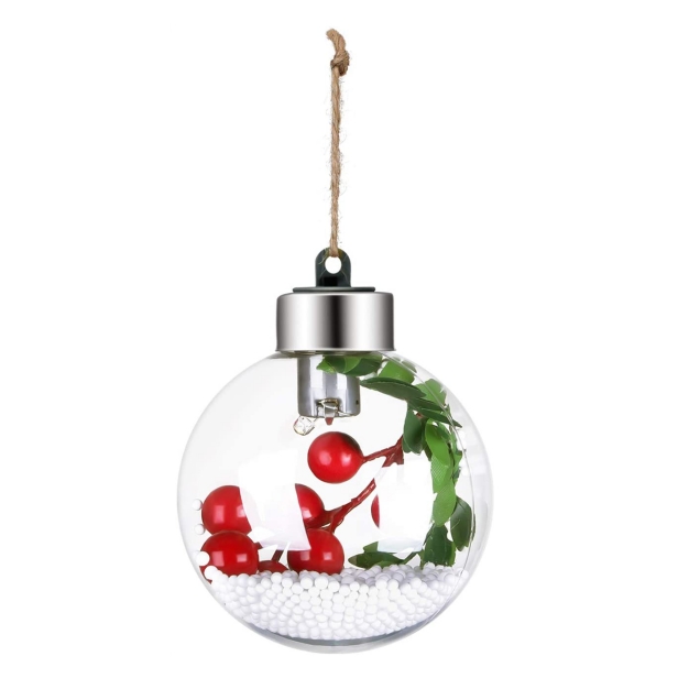 8CM LED Clear Fillable Hanging Glass Ornaments-GOON- Home Decoration, Christmas Decoration, Halloween Decor, Harvest Decor, Easter Decor, Thanksgiving Day Decor, Party Decor
