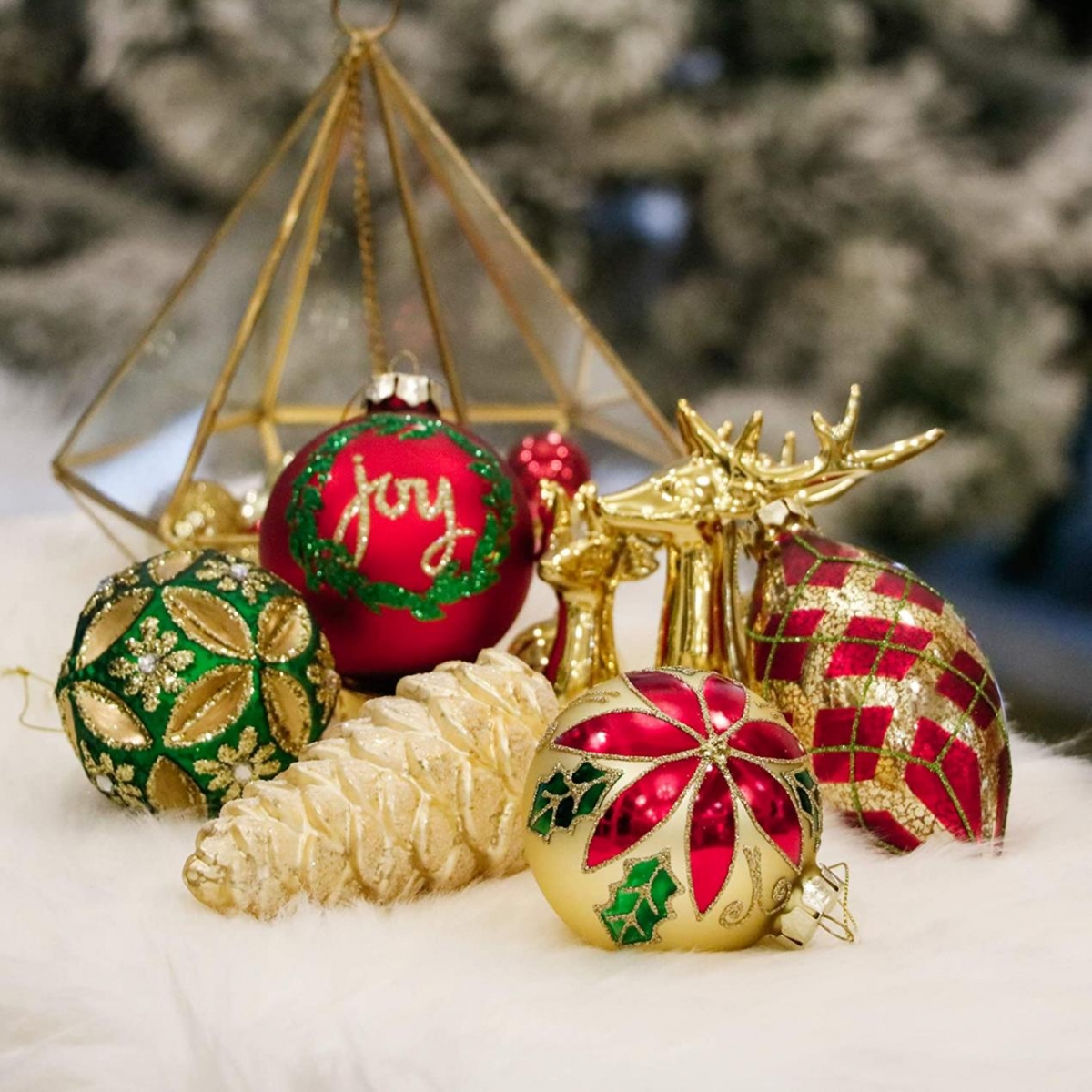 10cm/14cm/15cm Red Green Gold Glass Christmas Irregular Ball-GOON- Home Decoration, Christmas Decoration, Halloween Decor, Harvest Decor, Easter Decor, Thanksgiving Day Decor, Party Decor