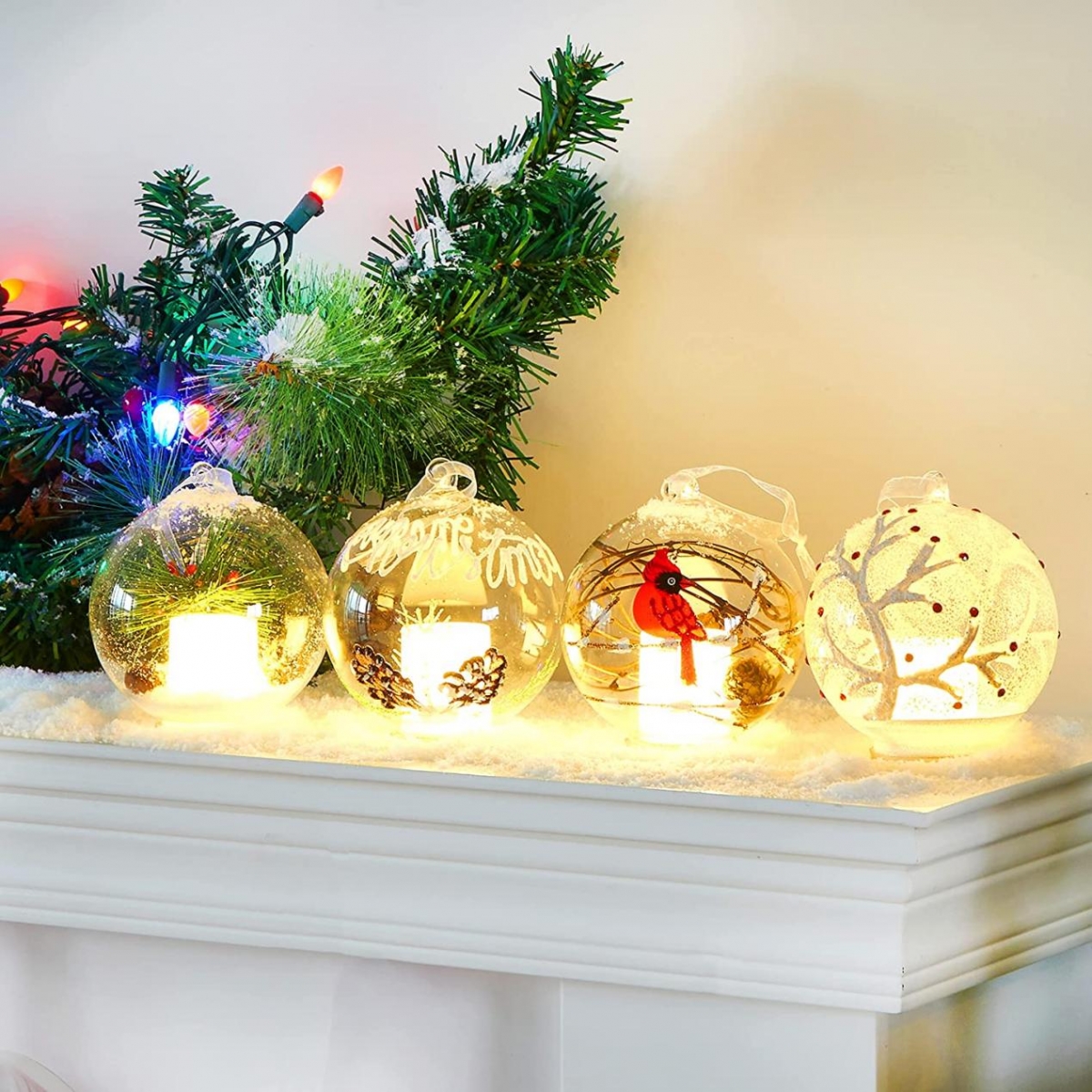 8CM LED Lighting Glass Xmas Tree Balls-GOON- Home Decoration, Christmas Decoration, Halloween Decor, Harvest Decor, Easter Decor, Thanksgiving Day Decor, Party Decor