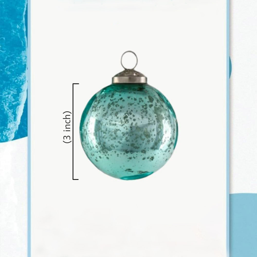 7.5CM Set of 9 Assorted Teal Color Glass Ornaments-GOON- Home Decoration, Christmas Decoration, Halloween Decor, Harvest Decor, Easter Decor, Thanksgiving Day Decor, Party Decor
