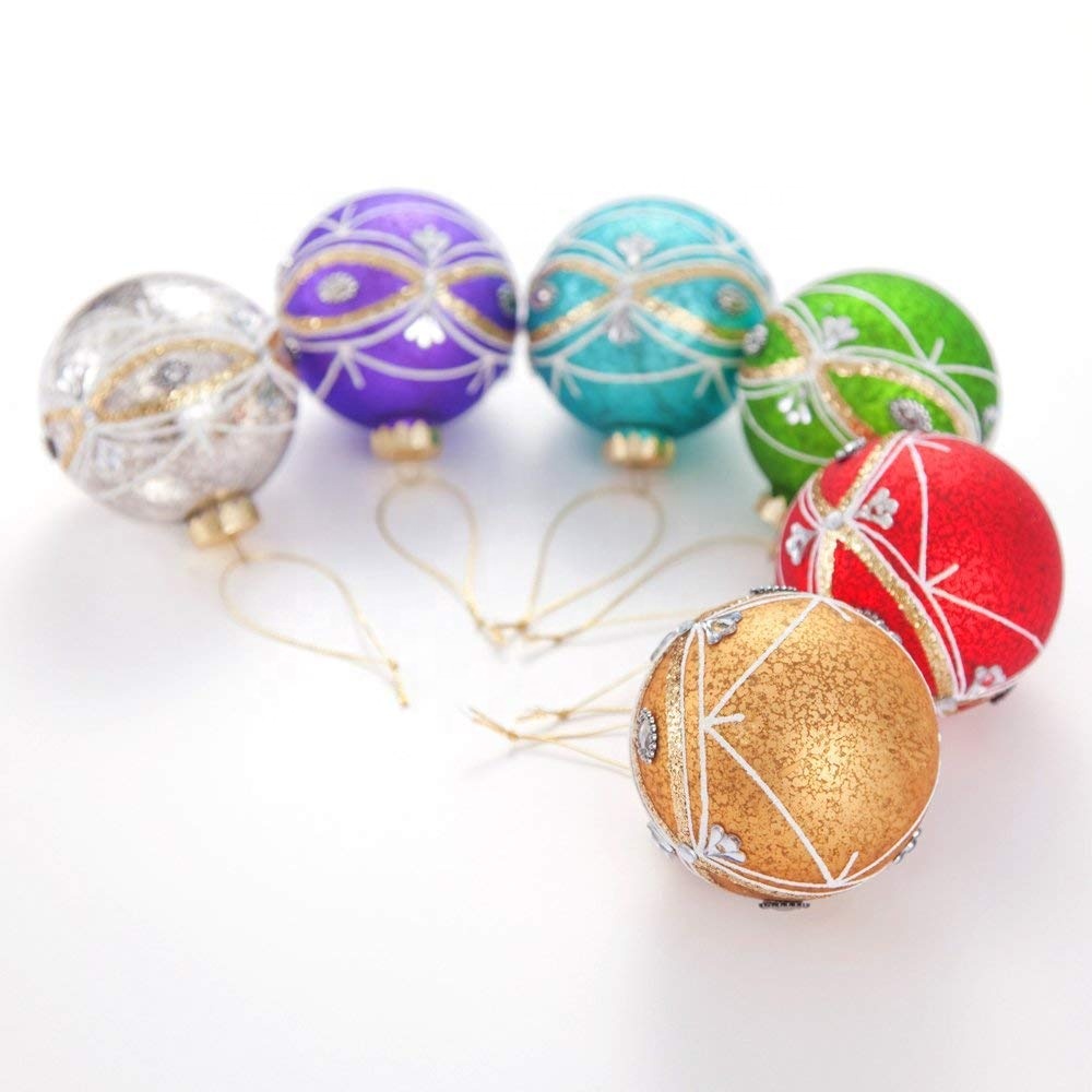 8cm Colorful Glass Ball Ornaments With Paint-GOON- Home Decoration, Christmas Decoration, Halloween Decor, Harvest Decor, Easter Decor, Thanksgiving Day Decor, Party Decor