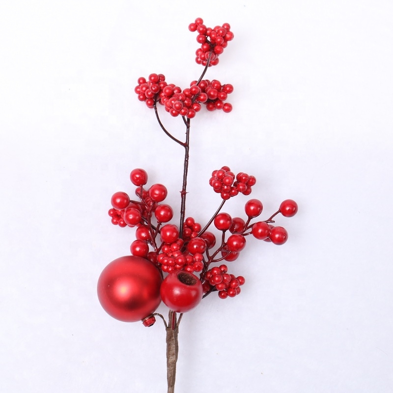 38Cm Red Artificial Branch With Ornament Decoration-GOON- Home Decoration, Christmas Decoration, Halloween Decor, Harvest Decor, Easter Decor, Thanksgiving Day Decor, Party Decor