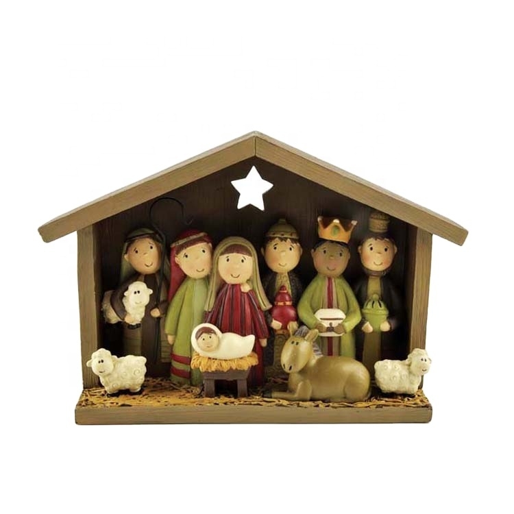 12CM Resin Nativity With Animal And Wish Men-GOON- Home Decoration, Christmas Decoration, Halloween Decor, Harvest Decor, Easter Decor, Thanksgiving Day Decor, Party Decor
