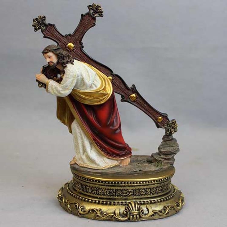 19.5CM Polyresin Jesus Carring Cross On The Way To Calvary Statue-GOON- Home Decoration, Christmas Decoration, Halloween Decor, Harvest Decor, Easter Decor, Thanksgiving Day Decor, Party Decor