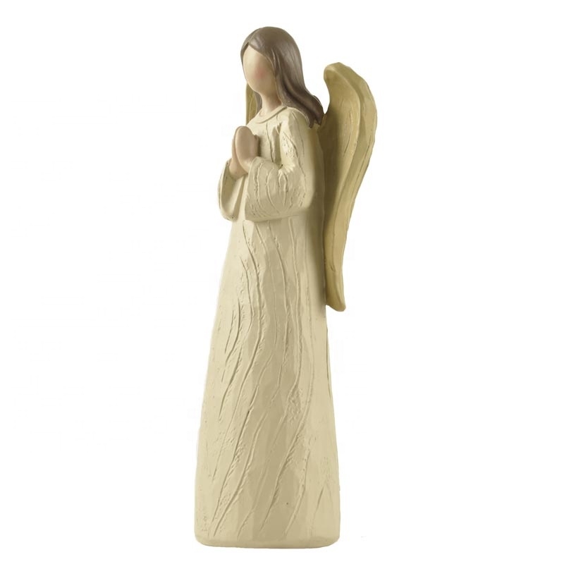 20CM Wood Textured Resin Praying Angel WIth Wings Home Decoracion-GOON- Home Decoration, Christmas Decoration, Halloween Decor, Harvest Decor, Easter Decor, Thanksgiving Day Decor, Party Decor