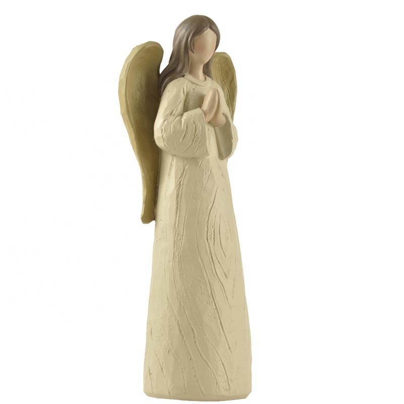 20CM Wood Textured Resin Praying Angel WIth Wings Home Decoracion-GOON- Home Decoration, Christmas Decoration, Halloween Decor, Harvest Decor, Easter Decor, Thanksgiving Day Decor, Party Decor