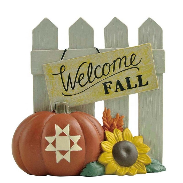 10.5CM ‘Welcome Fall’ Fence And Pumpkin Polyresin Decoration-GOON- Home Decoration, Christmas Decoration, Halloween Decor, Harvest Decor, Easter Decor, Thanksgiving Day Decor, Party Decor