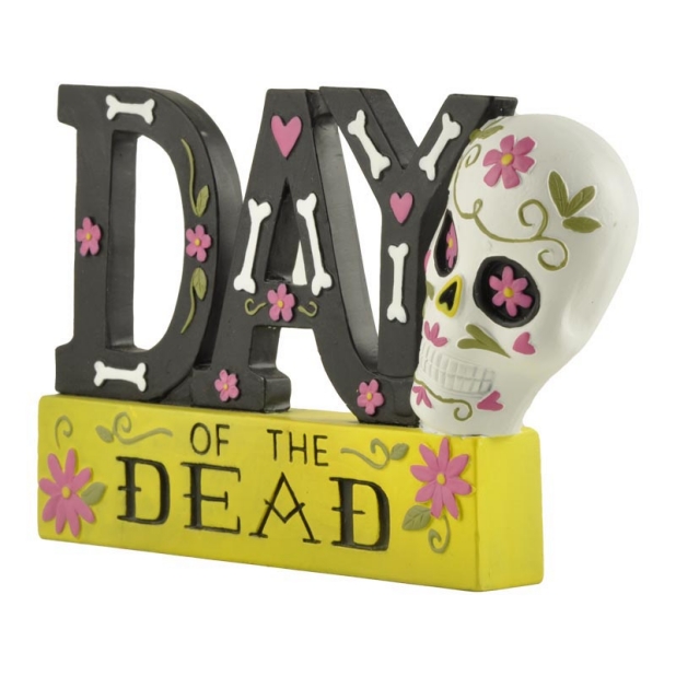 9CM Day Plaque With Skull Head On The Base Polyresin Decoration-GOON- Home Decoration, Christmas Decoration, Halloween Decor, Harvest Decor, Easter Decor, Thanksgiving Day Decor, Party Decor