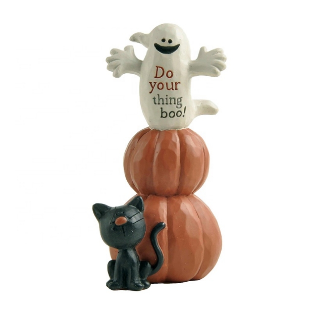 10.1CM ‘Do Your Things Boo’ Ghost On Pumpkin With Cat Polyresin Decoration-GOON- Home Decoration, Christmas Decoration, Halloween Decor, Harvest Decor, Easter Decor, Thanksgiving Day Decor, Party Decor