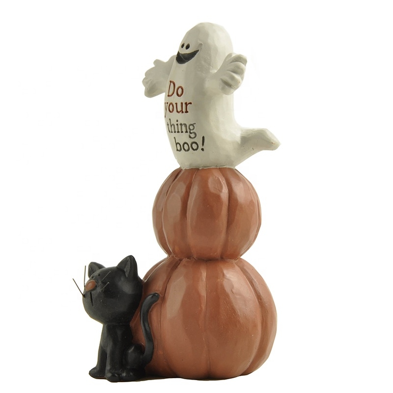 10.1CM ‘Do Your Things Boo’ Ghost On Pumpkin With Cat Polyresin Decoration-GOON- Home Decoration, Christmas Decoration, Halloween Decor, Harvest Decor, Easter Decor, Thanksgiving Day Decor, Party Decor