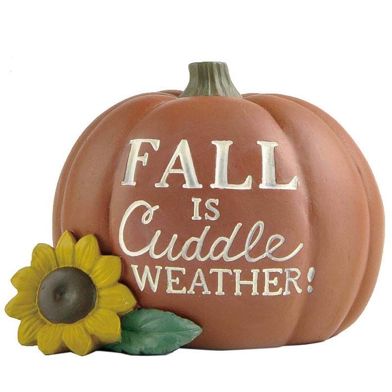 8.2CM ‘FALL IS CUDDLE WEATHER’ Resin Pumkin With Sunflower Polyresin Decoration-GOON- Home Decoration, Christmas Decoration, Halloween Decor, Harvest Decor, Easter Decor, Thanksgiving Day Decor, Party Decor