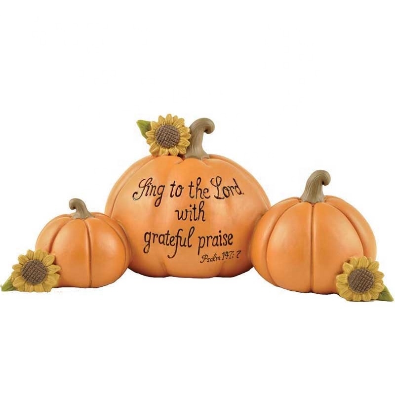 7CM ‘Sing To The Lord With Grateful Praise’ Ployresin Pumpkin-GOON- Home Decoration, Christmas Decoration, Halloween Decor, Harvest Decor, Easter Decor, Thanksgiving Day Decor, Party Decor