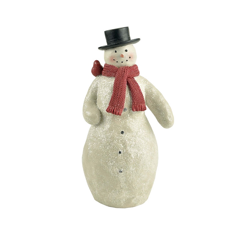 20.5CM Black Top Hat Snowman With Bird On Shoulder Resin Snowman Figurine-GOON- Home Decoration, Christmas Decoration, Halloween Decor, Harvest Decor, Easter Decor, Thanksgiving Day Decor, Party Decor