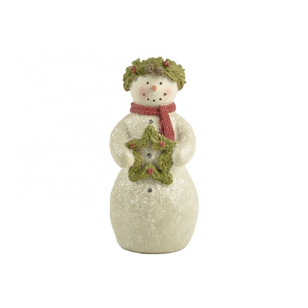 9.7CM Cute Christmas Snowman With Wreath Polyresin Decoration-GOON- Home Decoration, Christmas Decoration, Halloween Decor, Harvest Decor, Easter Decor, Thanksgiving Day Decor, Party Decor