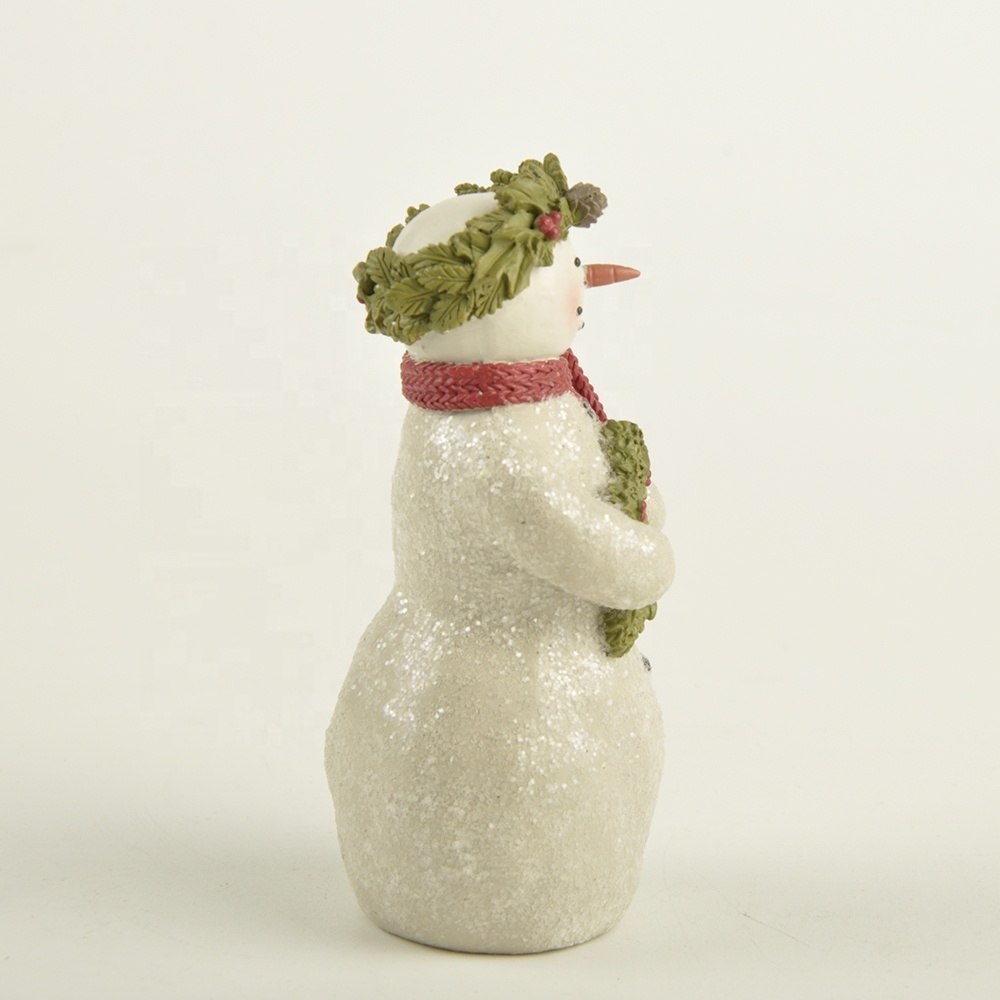 9.7CM Cute Christmas Snowman With Wreath Polyresin Decoration-GOON- Home Decoration, Christmas Decoration, Halloween Decor, Harvest Decor, Easter Decor, Thanksgiving Day Decor, Party Decor