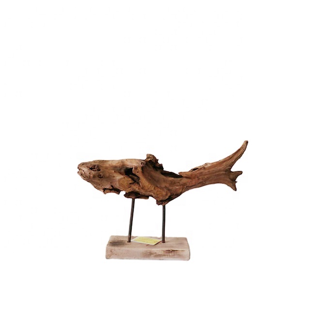 wooden natural sculpture teak fish figure with stand-GOON- Home Decoration, Christmas Decoration, Halloween Decor, Harvest Decor, Easter Decor, Thanksgiving Day Decor, Party Decor